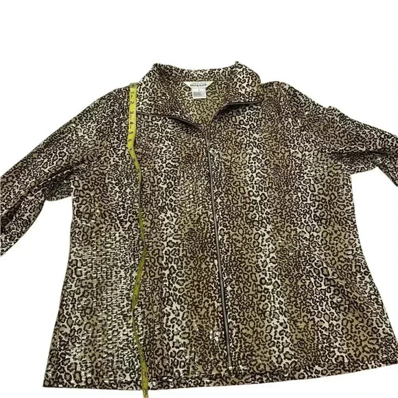 Exclusively Misook Jacket Animal Print Faux Leather Zip Clear Sequin Women Large - Picture 8 of 9